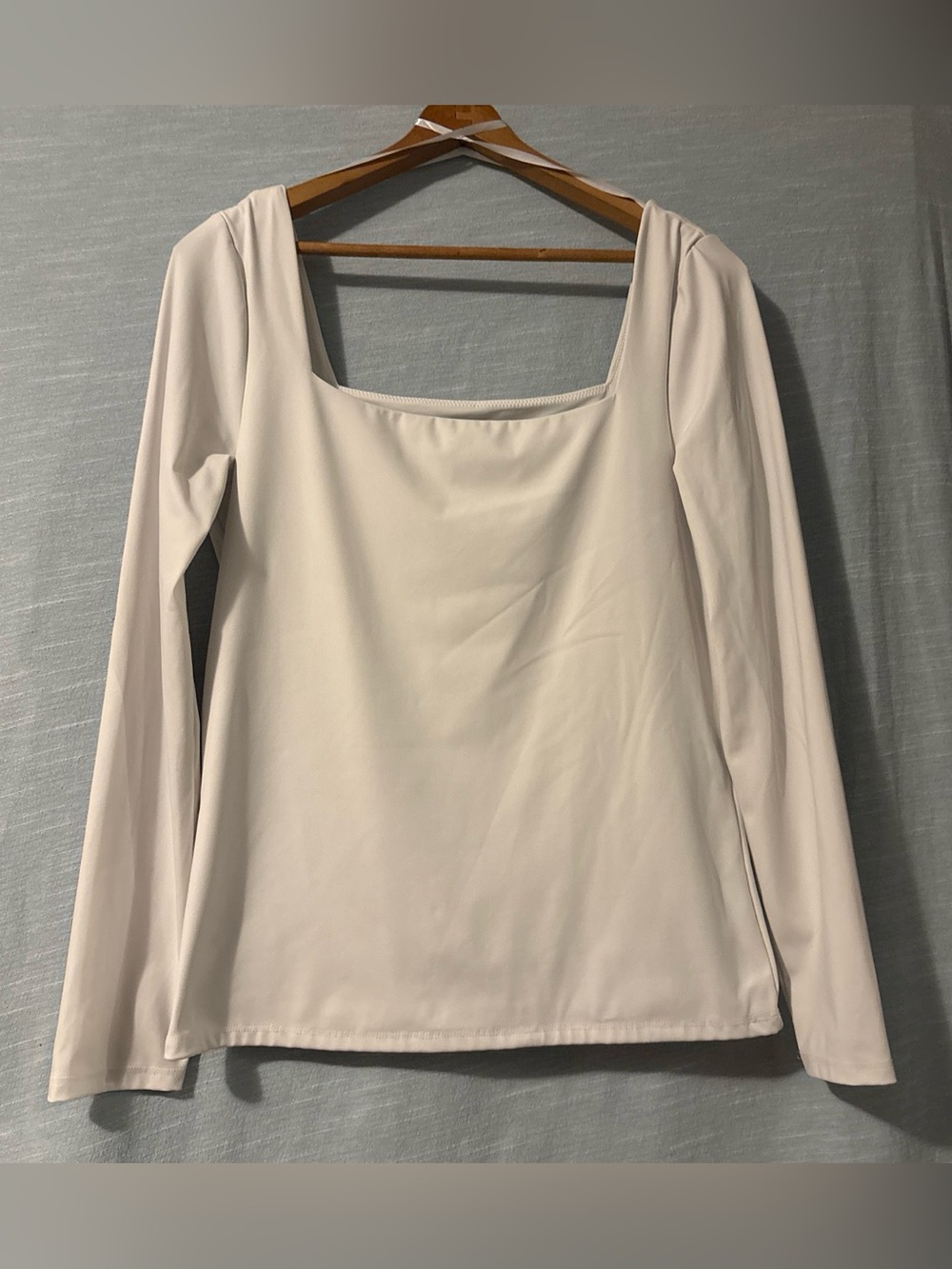Women's Square Neck Long-Sleeve Top - White